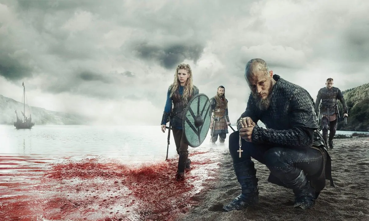 Большой постер со всеми главными актерами сериала Викинги 2013